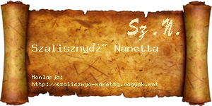 Szalisznyó Nanetta névjegykártya